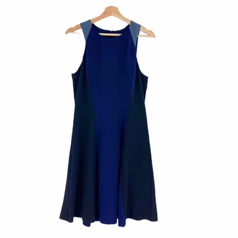 NWT Banana Republic Dress Navy Blue Black Color Block Lined Neutral Classic 10